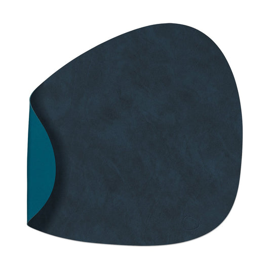 LIND DNA Nupo placemat reversible curve L 1 pc Midnight blue-petrol