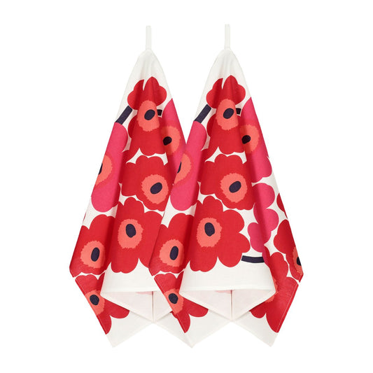 Marimekko Unikko kitchen towel 2-pack White-red