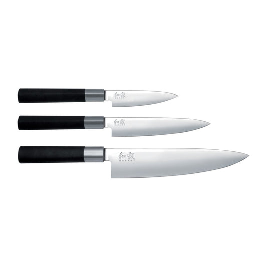 KAI Kai Wasabi Black Küchenmesser & 2 Allroundmesser Set 3 Teile