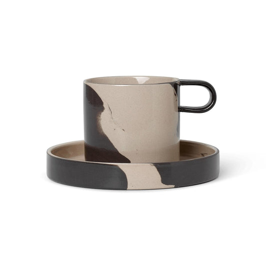 ferm LIVING Inlay kopp med fat Sand-brown