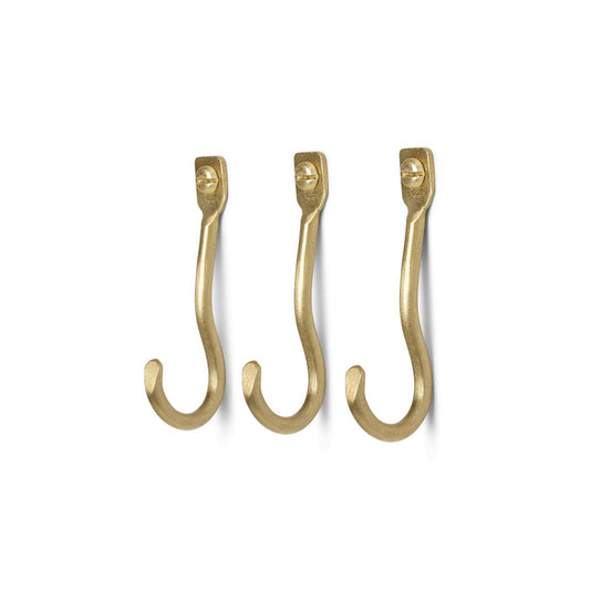 ferm LIVING Curvature hook 3-pack brass