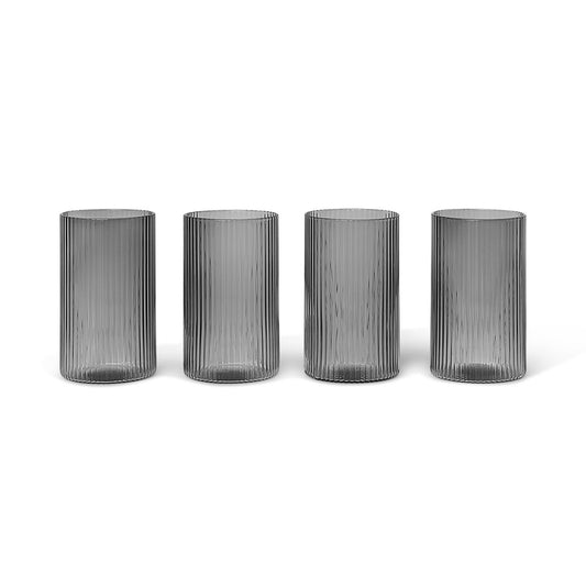 ferm LIVING Ripple verrines serveringsglas 14 cl 4-pack Smoked grey