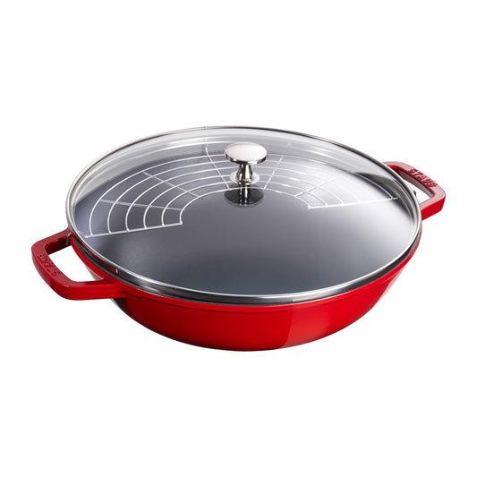 STAUB Wok mit Glasdeckel Ø30cm 4,4 L Rot