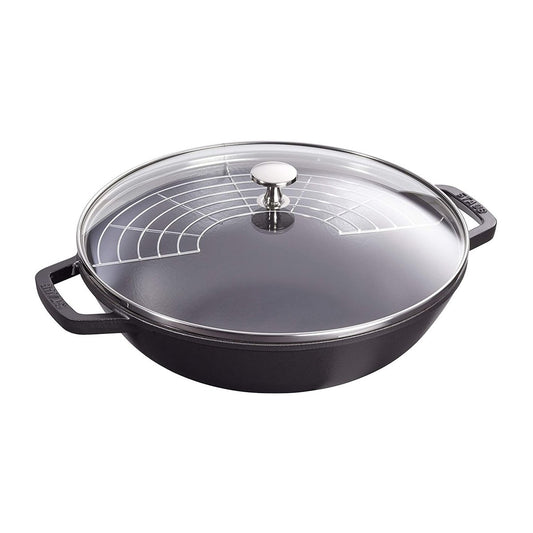 STAUB Wok med glaslock Ø30 cm 4,4 L Svart