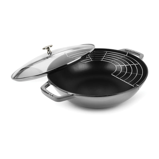 STAUB Wok mit Glasdeckel Ø30cm 4,4 L Grau