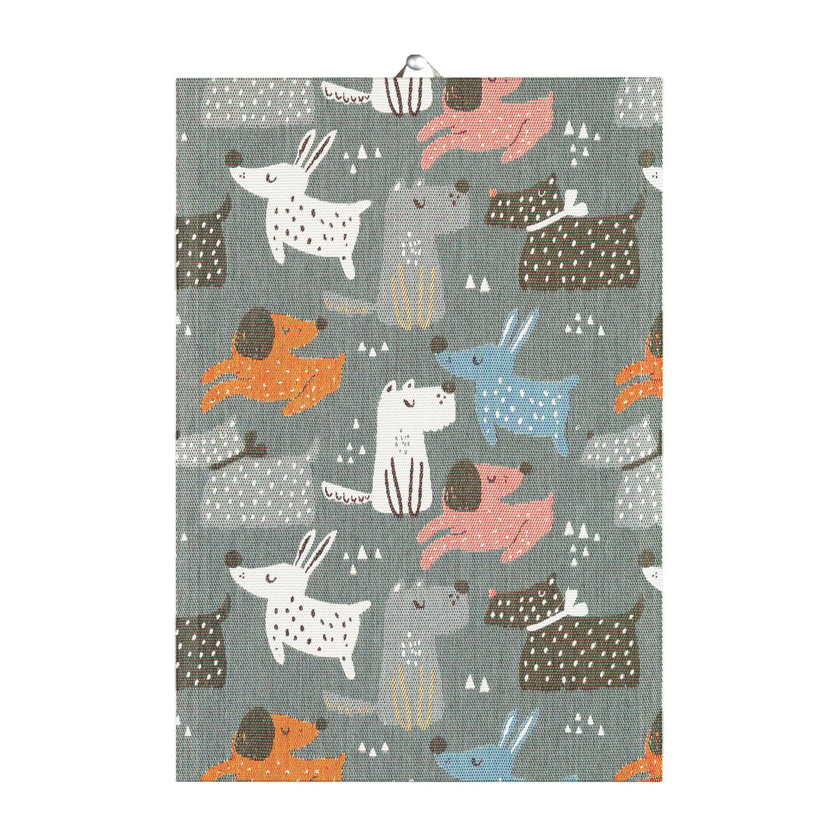 Ekelund Linneväveri Hundar kitchen towel 35x50 cm grey