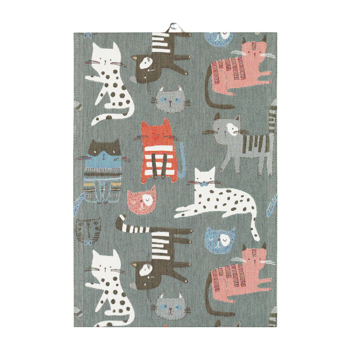 Ekelund Linneväveri Katter kitchen towel 35x50 cm grey