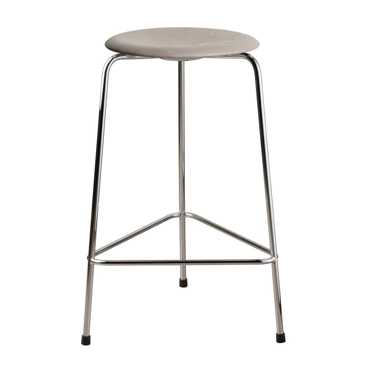 Fritz Hansen High Dot stool leather Lava grey-chrome