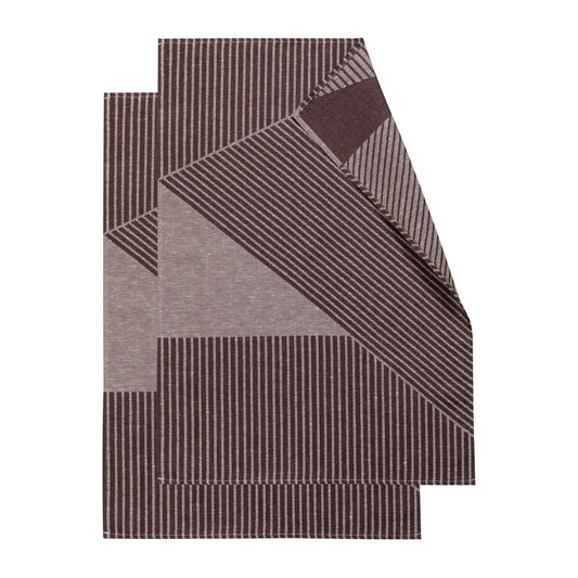 NJRD Stripes kökshandduk 47x70 cm 2-pack Brun-vit