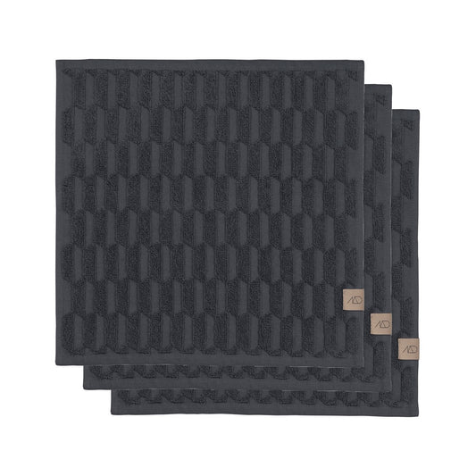 Mette Ditmer Geo handduk 30x30 cm 3-pack Anthracite