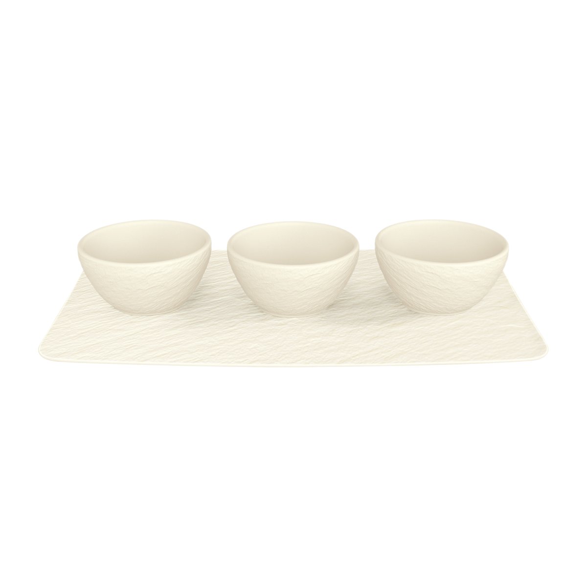 Villeroy & Boch Manufacture Rock dipping bowl 3 st with tray Blanc