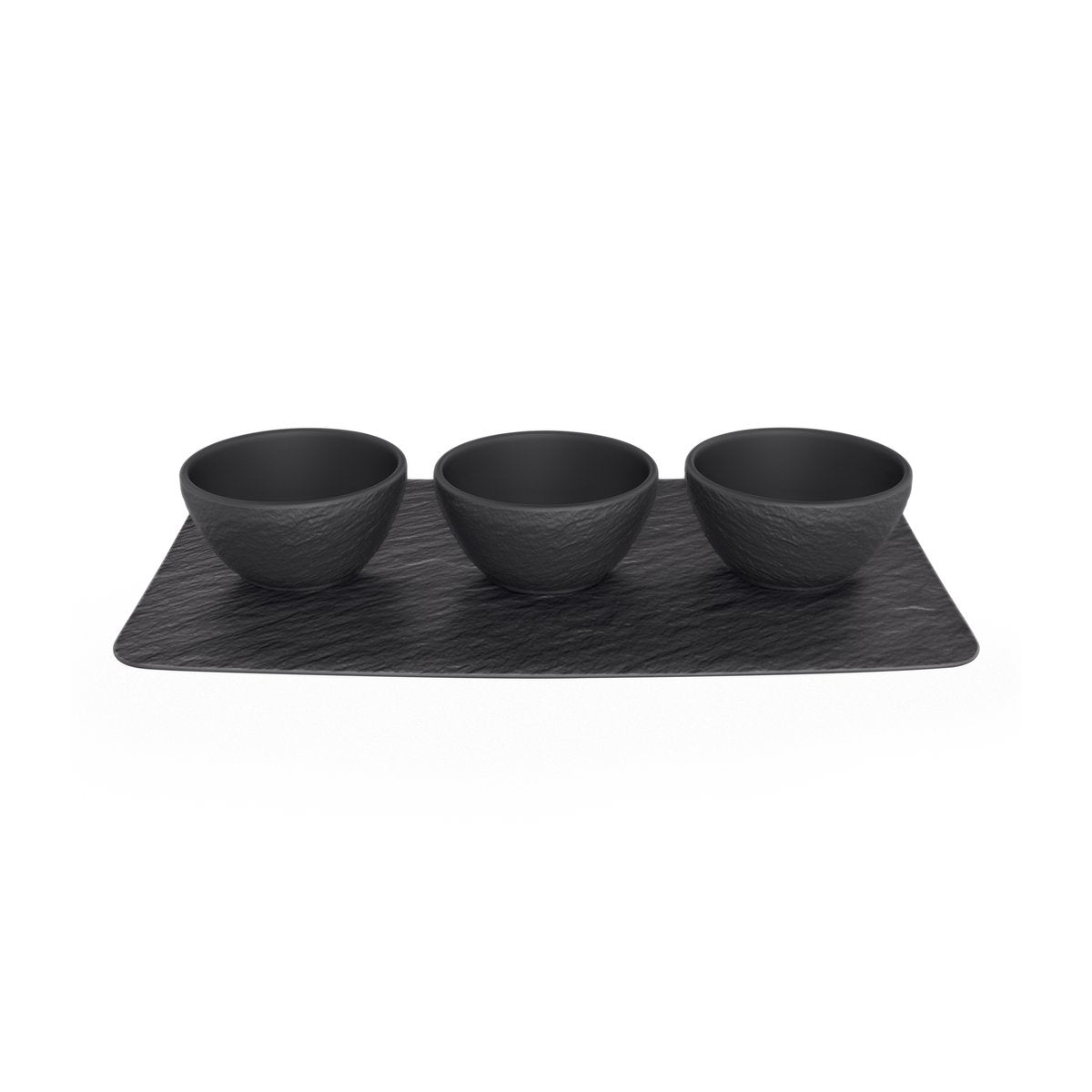 Villeroy & Boch Manufacture Rock dipping bowl 3 st with tray Black