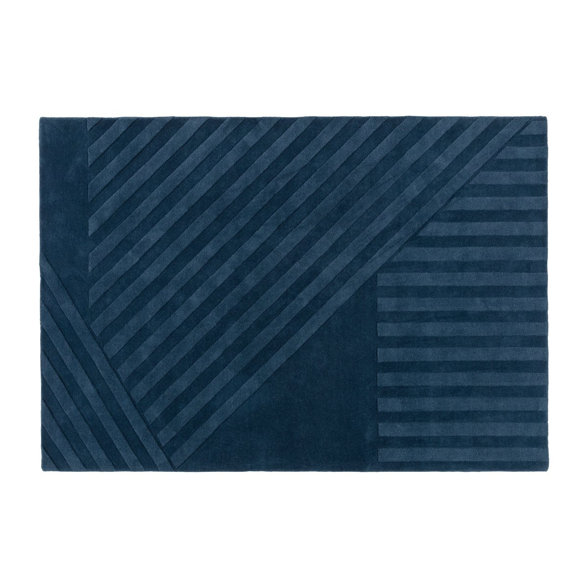 NJRD Levels Wollteppich stripes blau 170 x 240cm