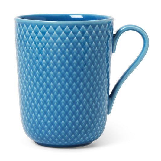 Lyngby Porcelæn Rhombe mug with handle 33 cl Blue