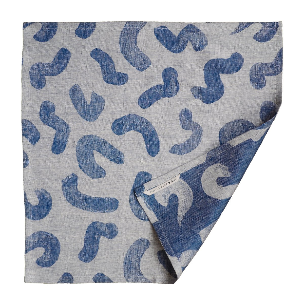 Fine Little Day Udon kitchen towel 58x58 cm Blue-white