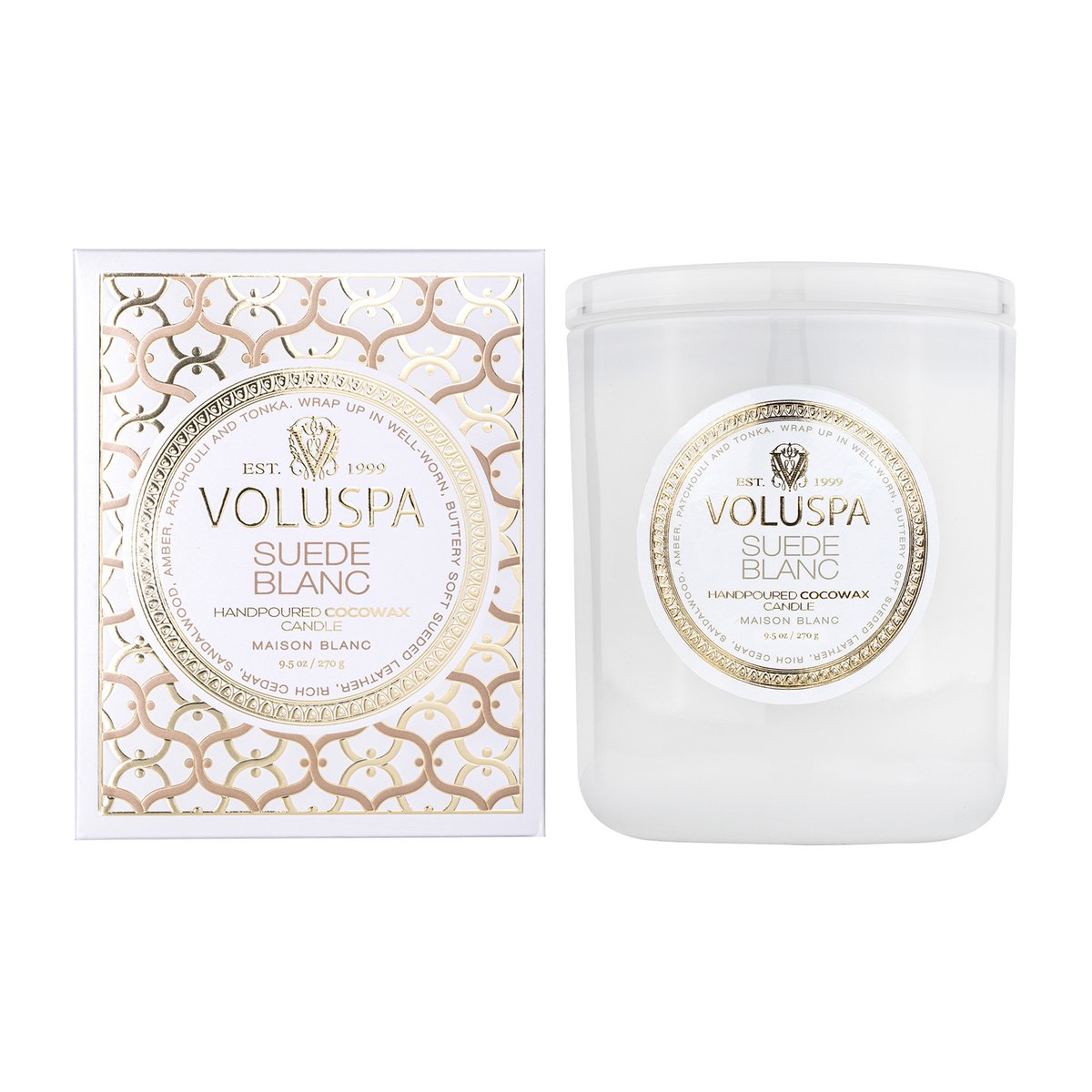 Voluspa Classic Maison Blanc scented 60 hours Suede Blanc