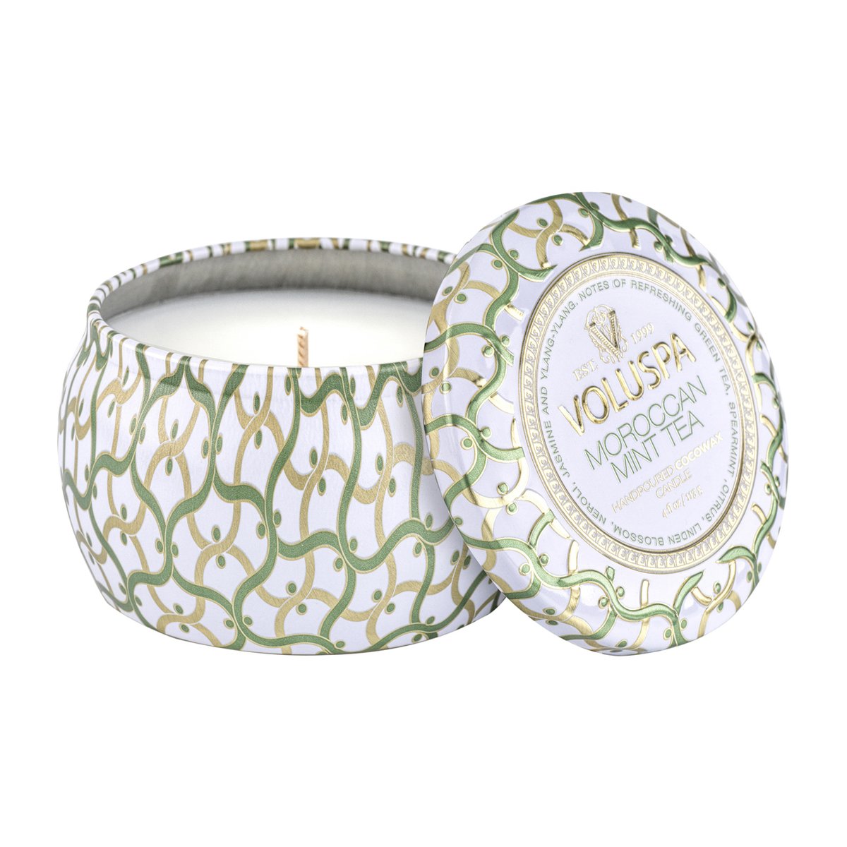 Voluspa Maison Blanc Mini Tin Duftkerze 25 Stunden Moroccan Mint Tea