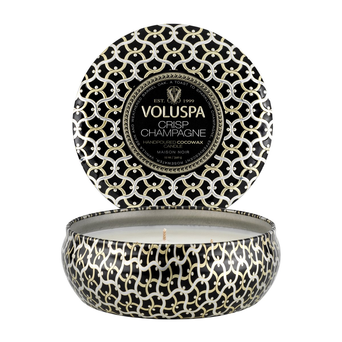 Voluspa Maison Noir 3-wick Tin Duftkerze 40 Stunden Crisp Champagne