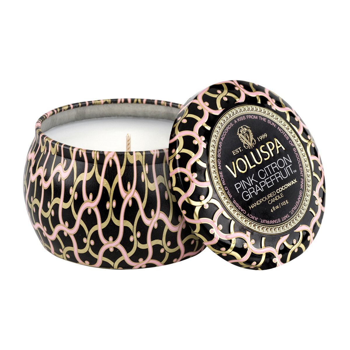 Voluspa Maison Noir Mini Tin Duftkerze 25 Stunden Pink Citron Grapefruit