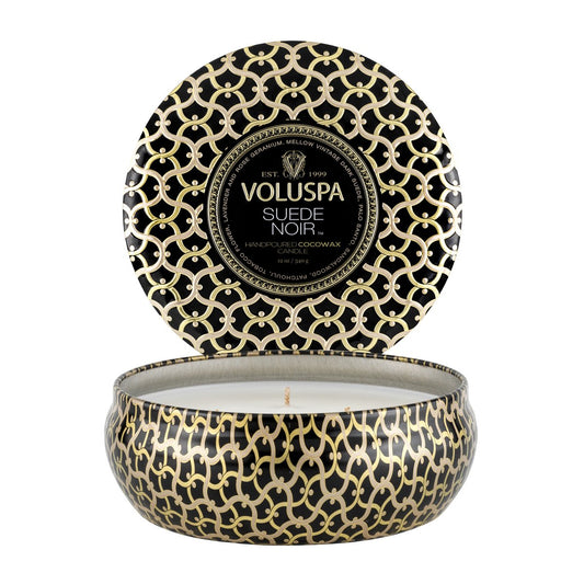 Voluspa Maison Noir 3-wick Tin Duftkerze 40 Stunden Suede Noir