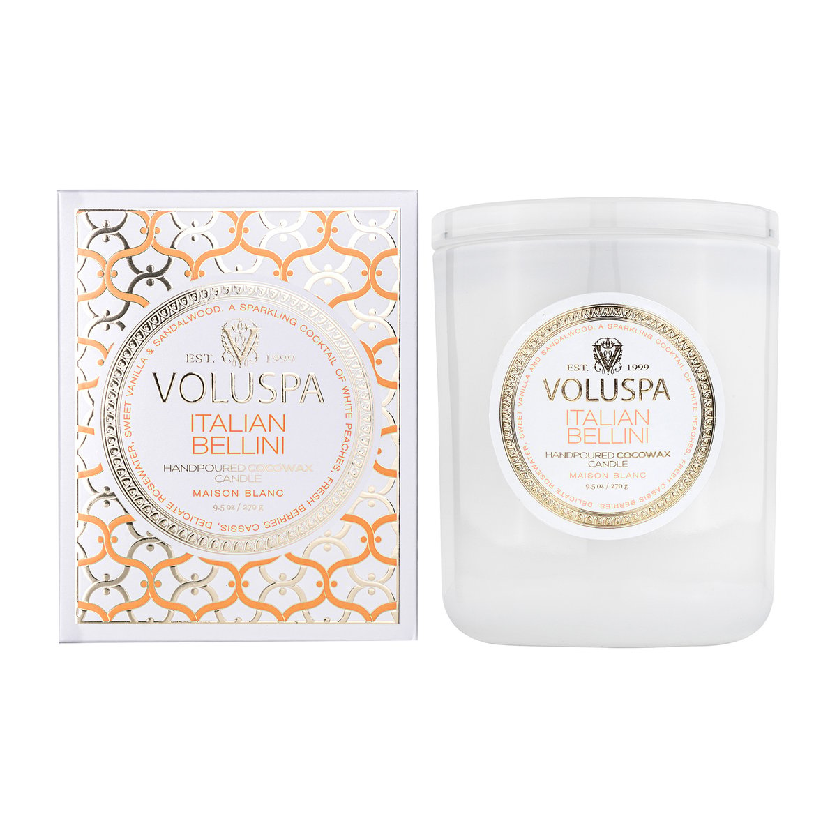 Voluspa Classic Maison Blanc scented 60 hours Italian Bellini