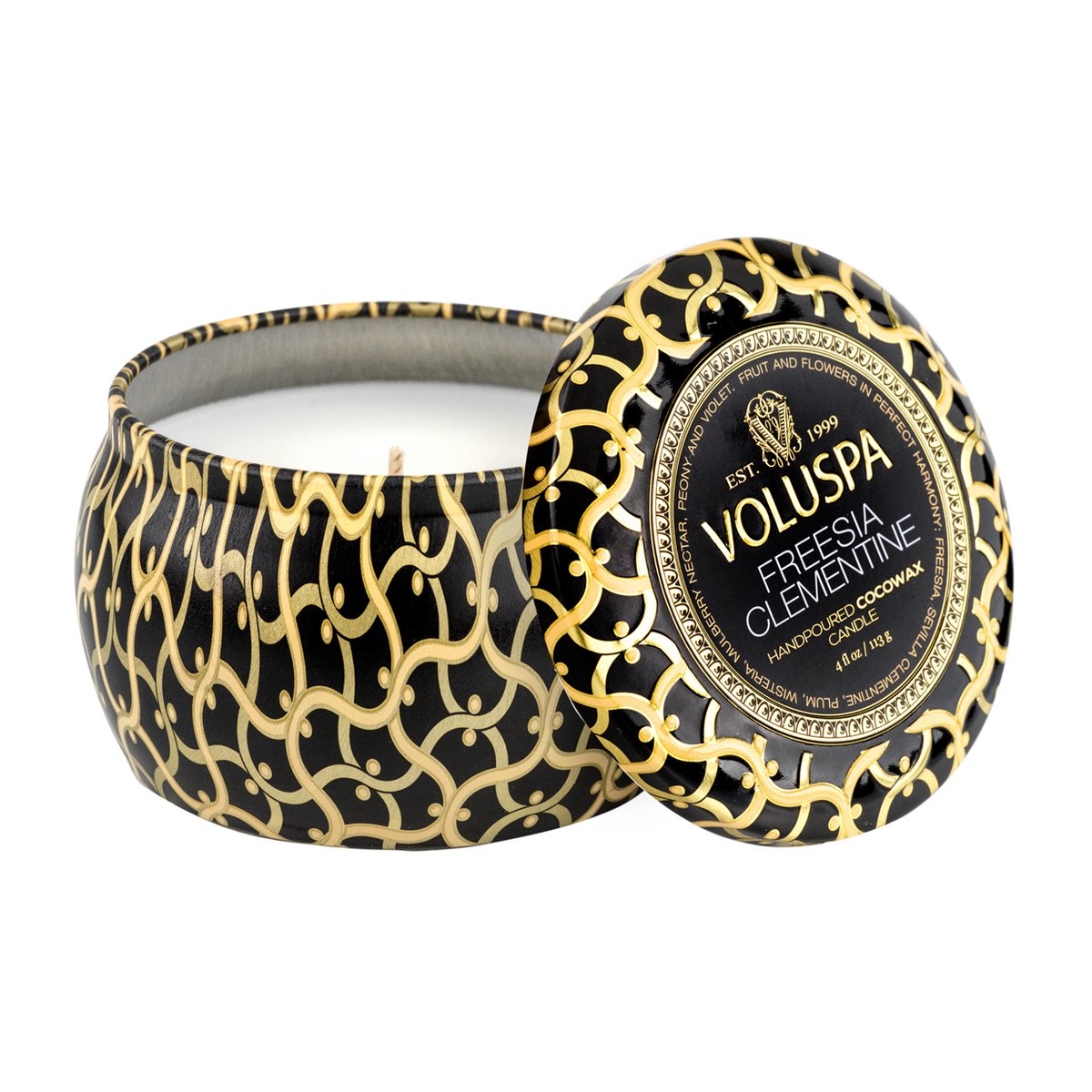 Voluspa Maison Noir Mini Tin Duftkerze 25 Stunden Freesia Clementine