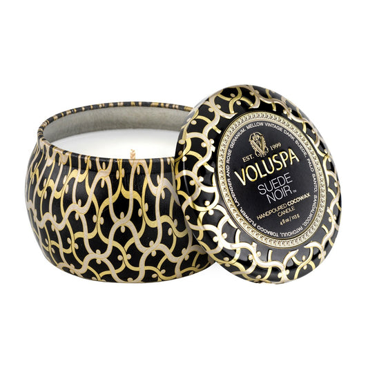 Voluspa Maison Noir Mini Tin Duftkerze 25 Stunden Suede Noir