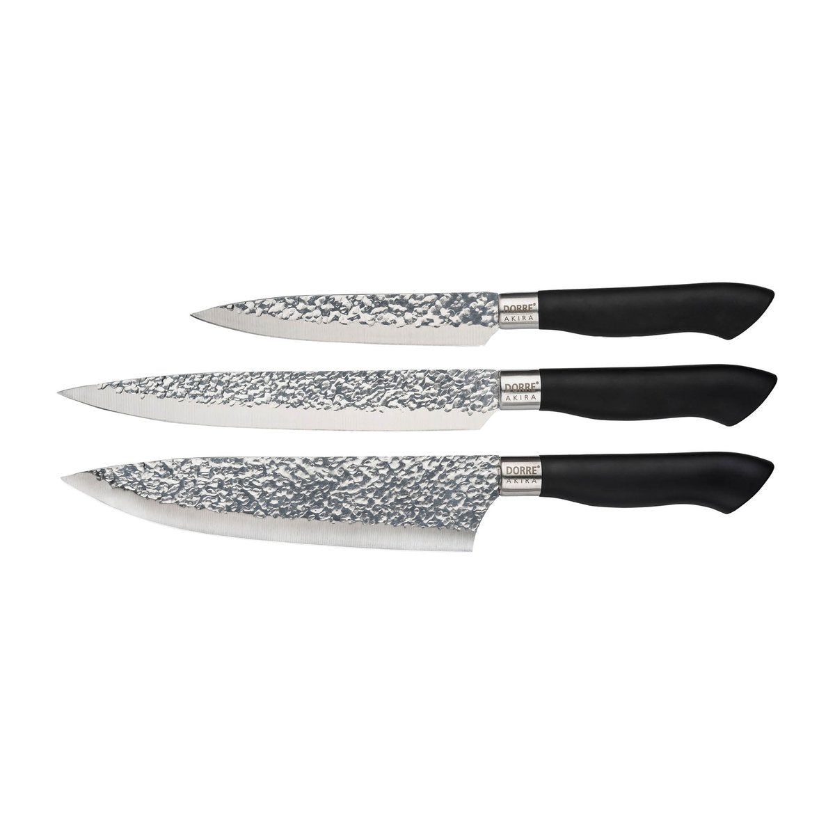 Dorre Akira knife set in stainless steel 3 knives Black