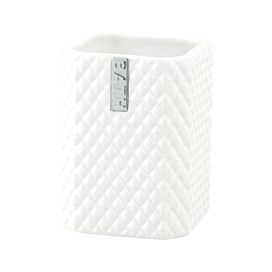 Lene Bjerre Marion tooth brush mug 10.5 cm White-silver