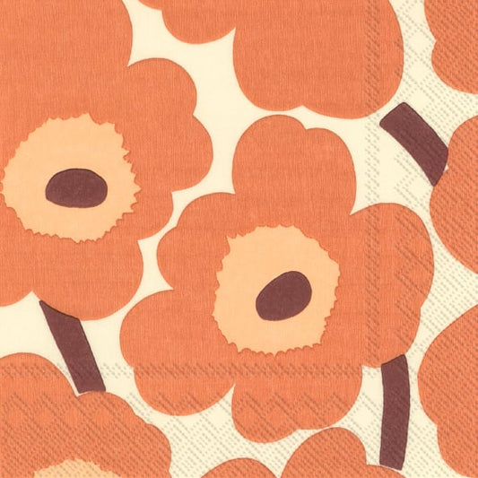 Marimekko Unikko servett 33x33 cm 20-pack Cream-Terracotta