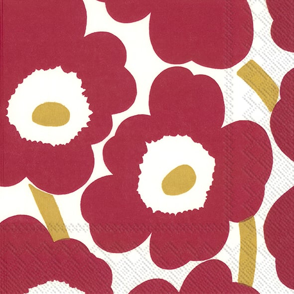 Marimekko Unikko servett 33x33 cm 20-pack Red-Gold