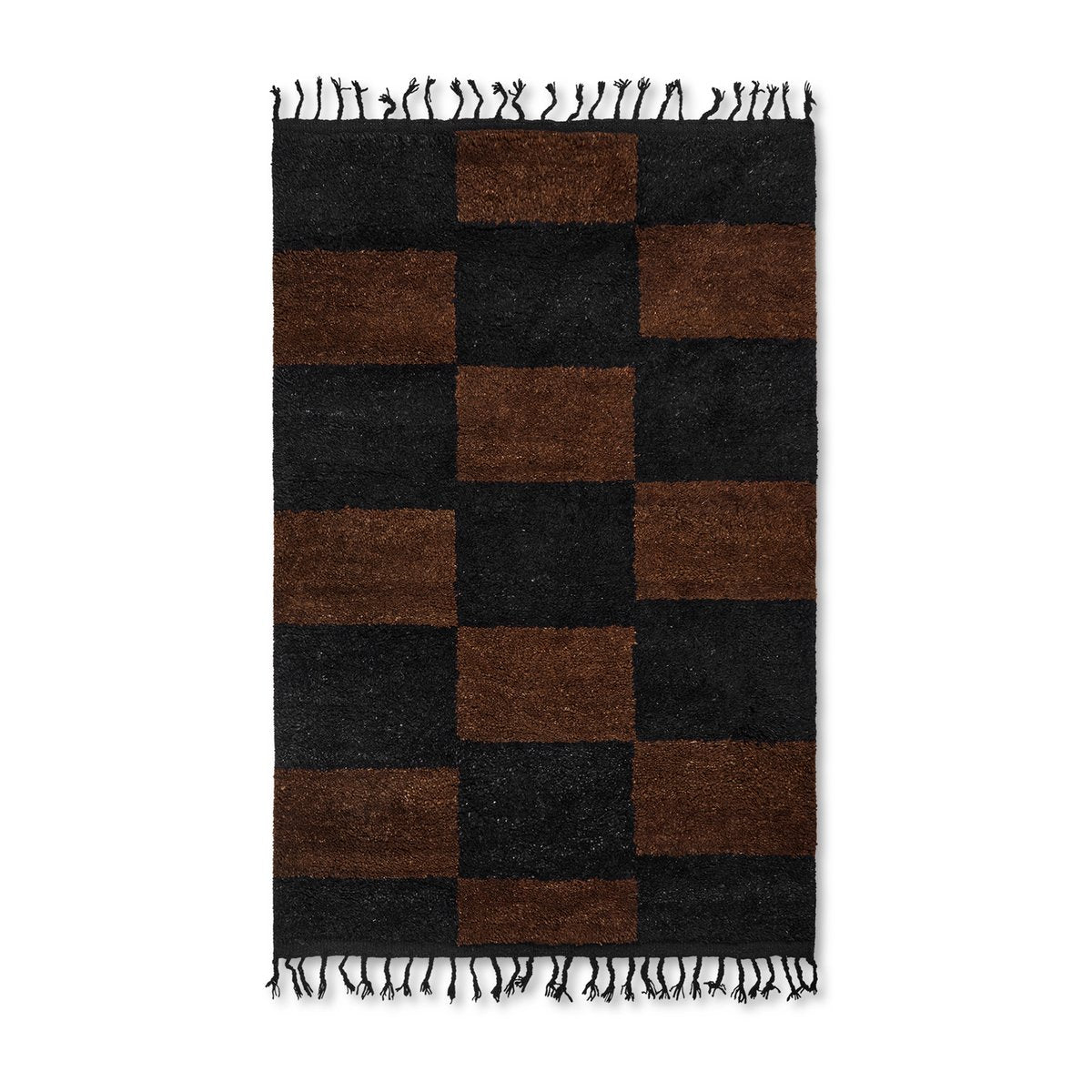 ferm LIVING Mara handgeknüpfter Teppich 120 x 180cm Black-chocolate