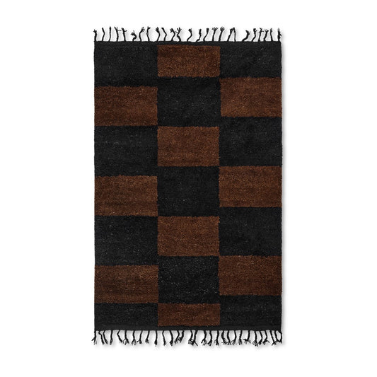 ferm LIVING Mara handgeknüpfter Teppich 120 x 180cm Black-chocolate