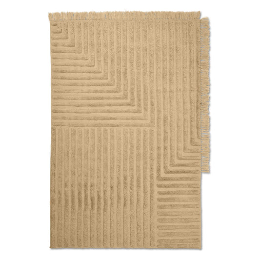 ferm LIVING Crease Wollteppich 140 x 200cm Light Sand