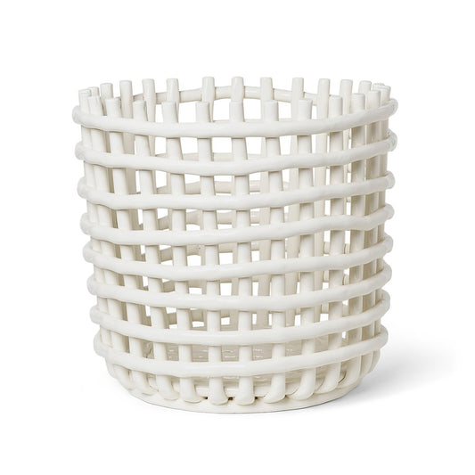 ferm LIVING Ceramic geflochtener Korb Ø35cm Off white