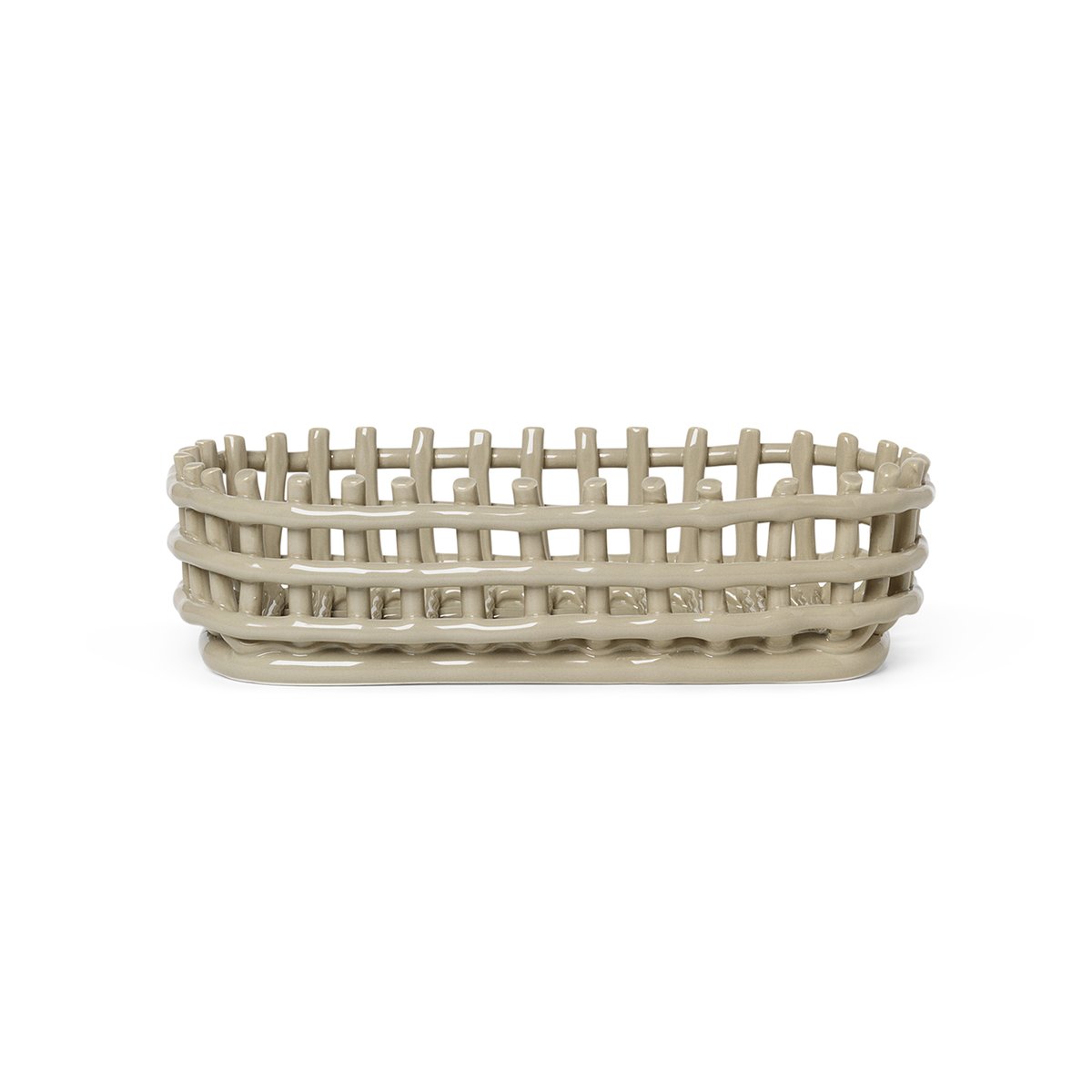 ferm LIVING Ceramic geflochtener Korb oval 15 x 30cm Cashmere