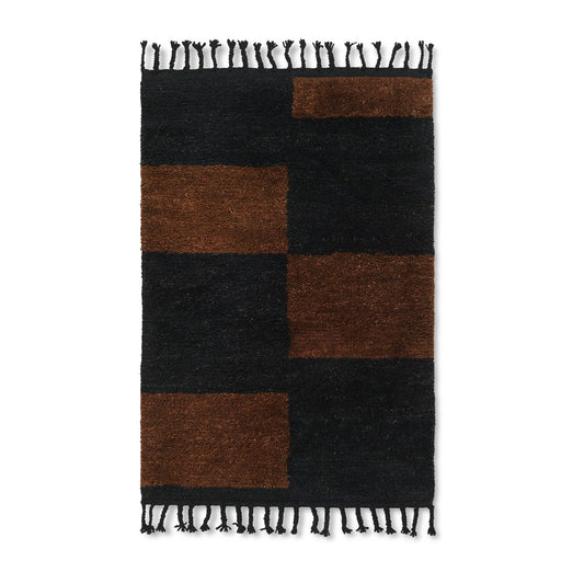 ferm LIVING Mara handknuten matta 80x120 cm Black-chocolate