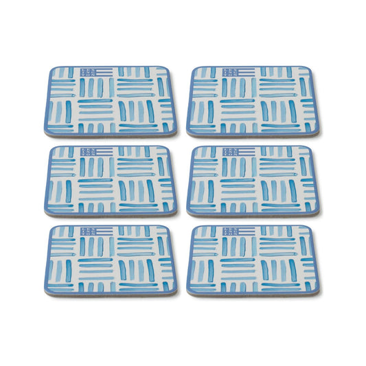 Lexington Graphic Printed Glasuntersetzer 6er Pack Blue-White