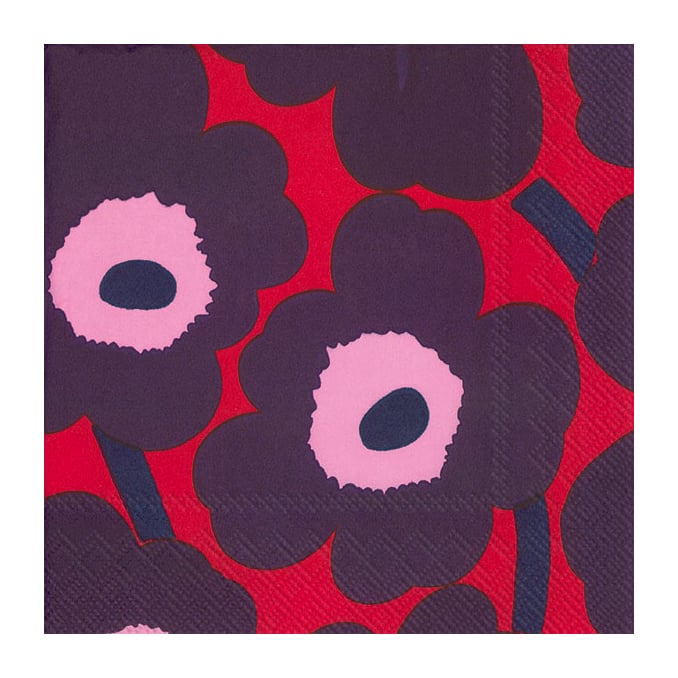 Marimekko Unikko servett 33x33 cm 20-pack Röd-blå