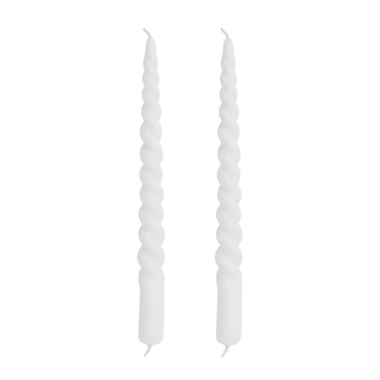 Lene Bjerre Twisted gedrehte Kerze 25cm 2er Pack White