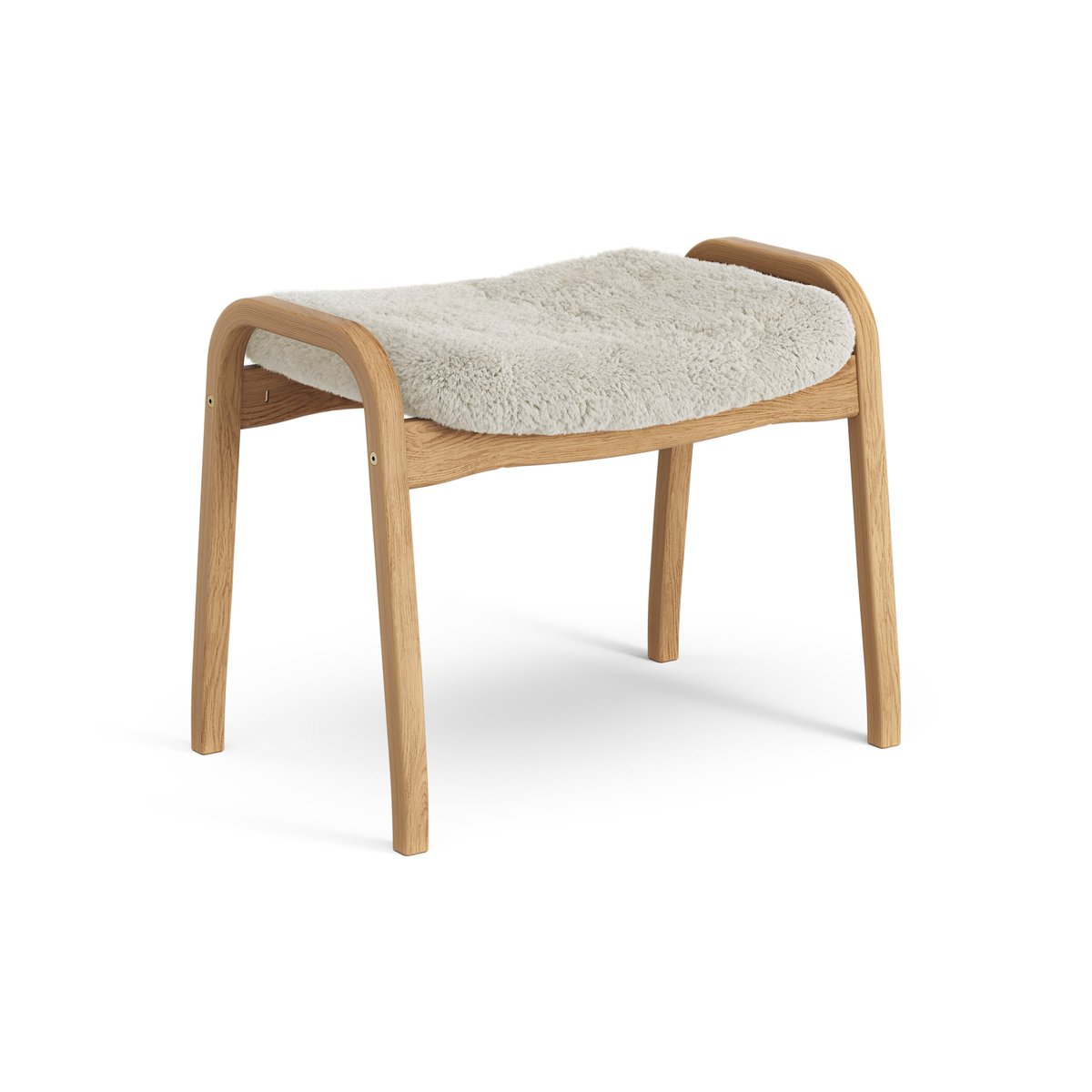 Swedese Lamino Fußhocker Eiche geölt/Schaffell Moonlight (beige)