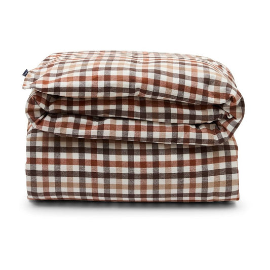 Lexington Checked Cotton Flannel Deckenbezug 150 x 210cm Rust brown-white