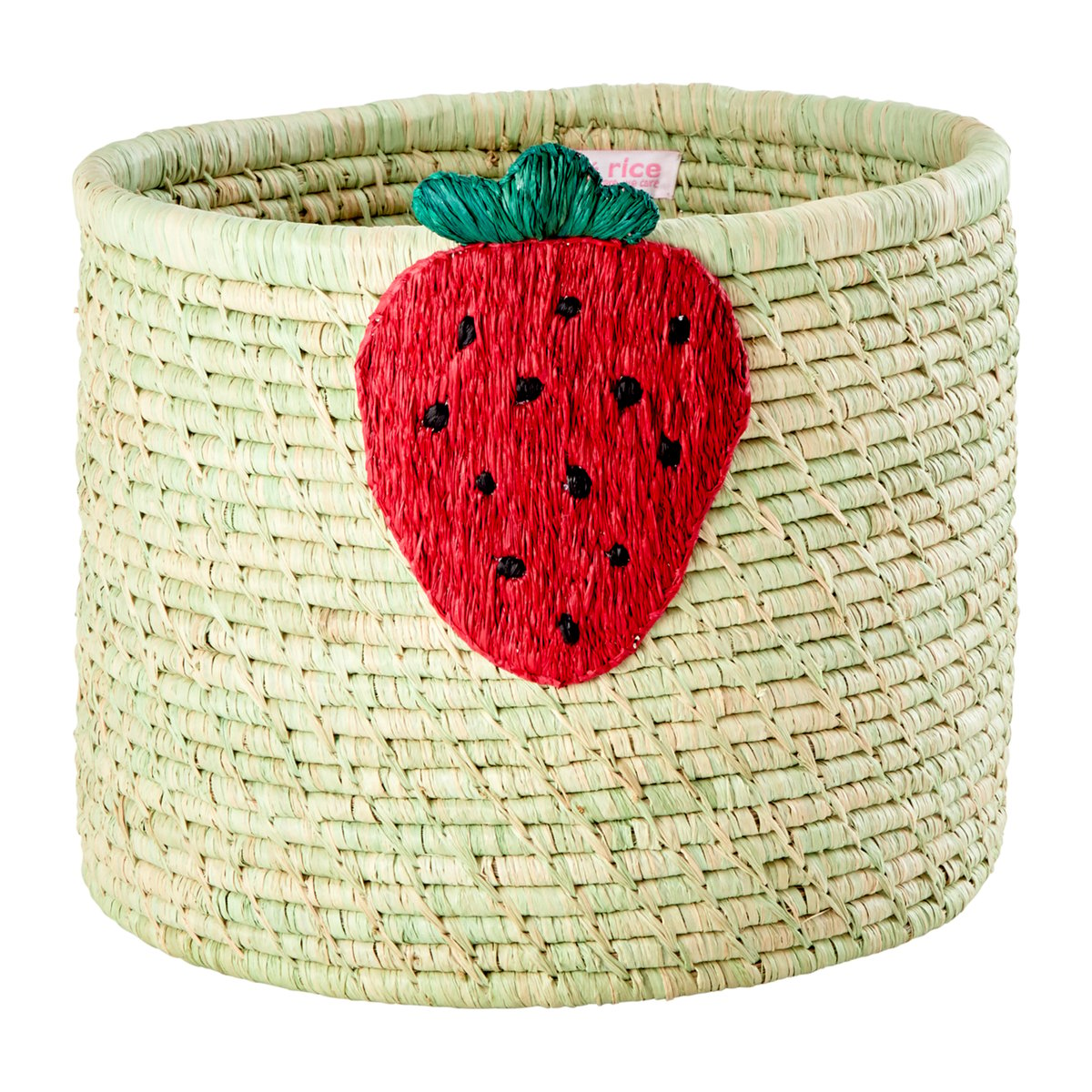 RICE Rice raffia Verwahrungskorb Ø35cm Strawberry embroidery