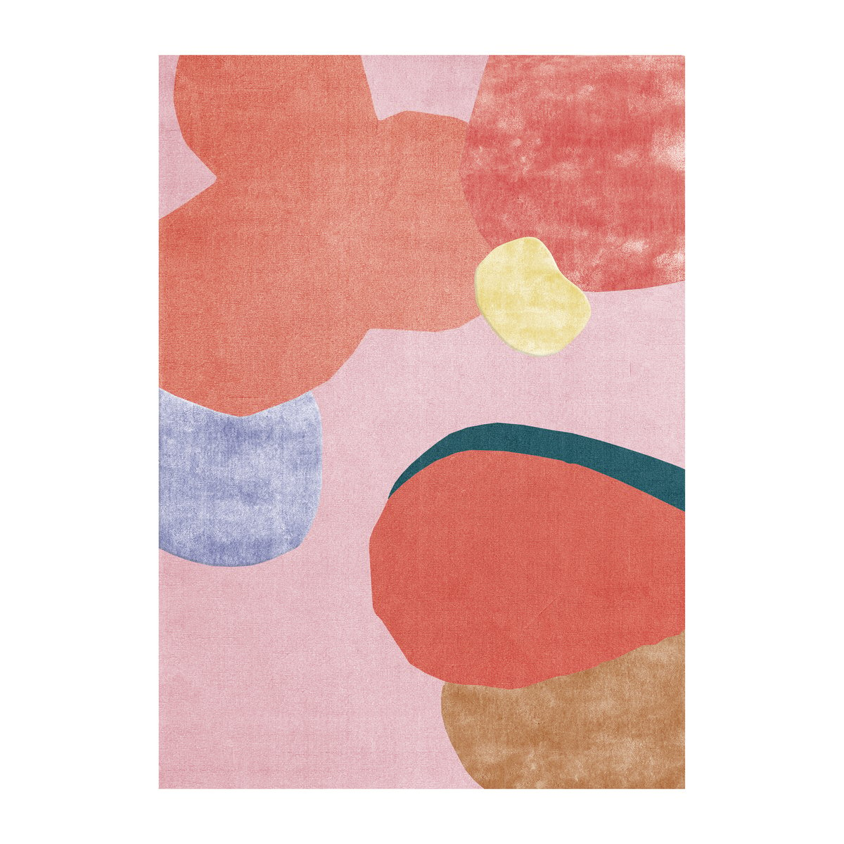 Layered Flower Field Wollteppich 160 x 230cm Pink