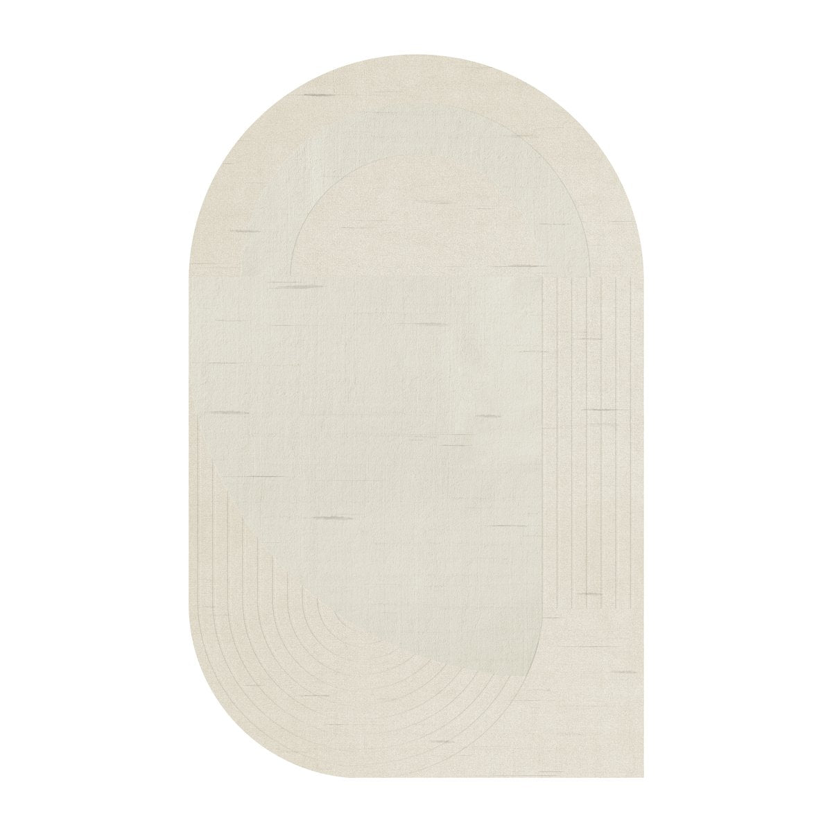 Layered Circular Wollteppich 180 x 270cm Bone white