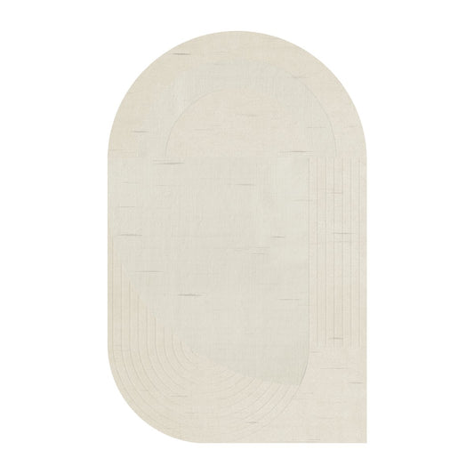 Layered Circular Wollteppich 180 x 270cm Bone white