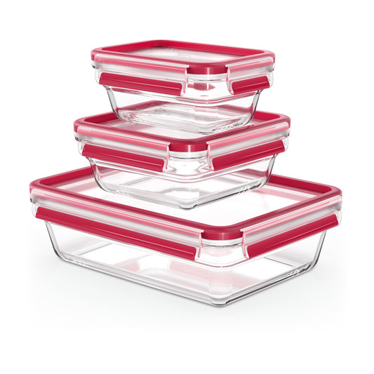 Tefal MasterSeal Brotdose aus Glas 3er Pack Rot