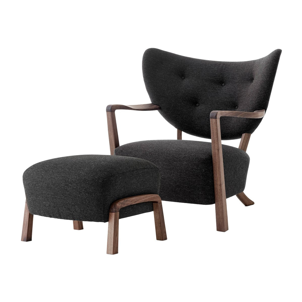 &Tradition Wulff Lounge Chair ATD2 Fauteuil inkl. Fußhocker ATD3 Walnussholz geölt-Hallingdal