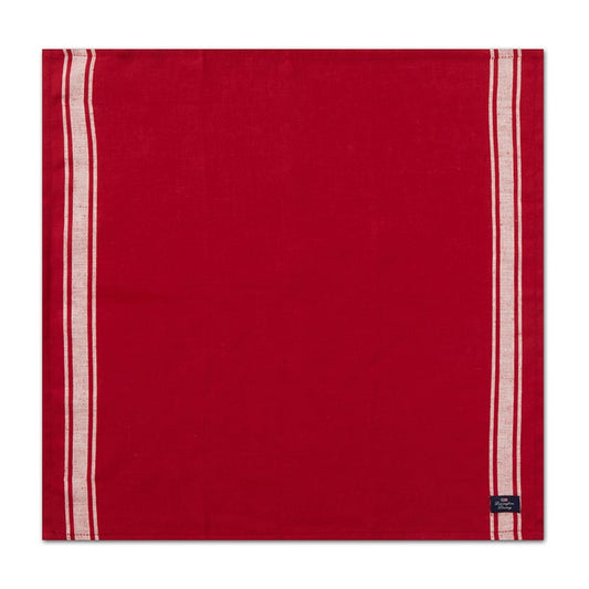 Lexington Side Striped Cotton Linen Serviette 50 x 50 cm Red-white