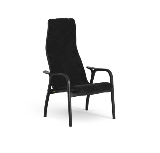 Swedese Lamino Sessel Schaffell black, Buche schwarz gebeizt